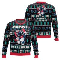 Hooktab Santa Stitch Merry Stitchmas Lilo And Stitch Ugly Christmas Sweater