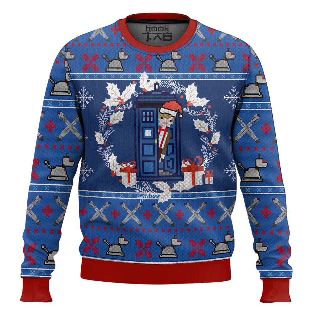 Hooktab Santa Tardis Doctor Who Ugly Christmas Sweater Hooktab Santa Tardis Doctor Who Ugly Christmas Sweater