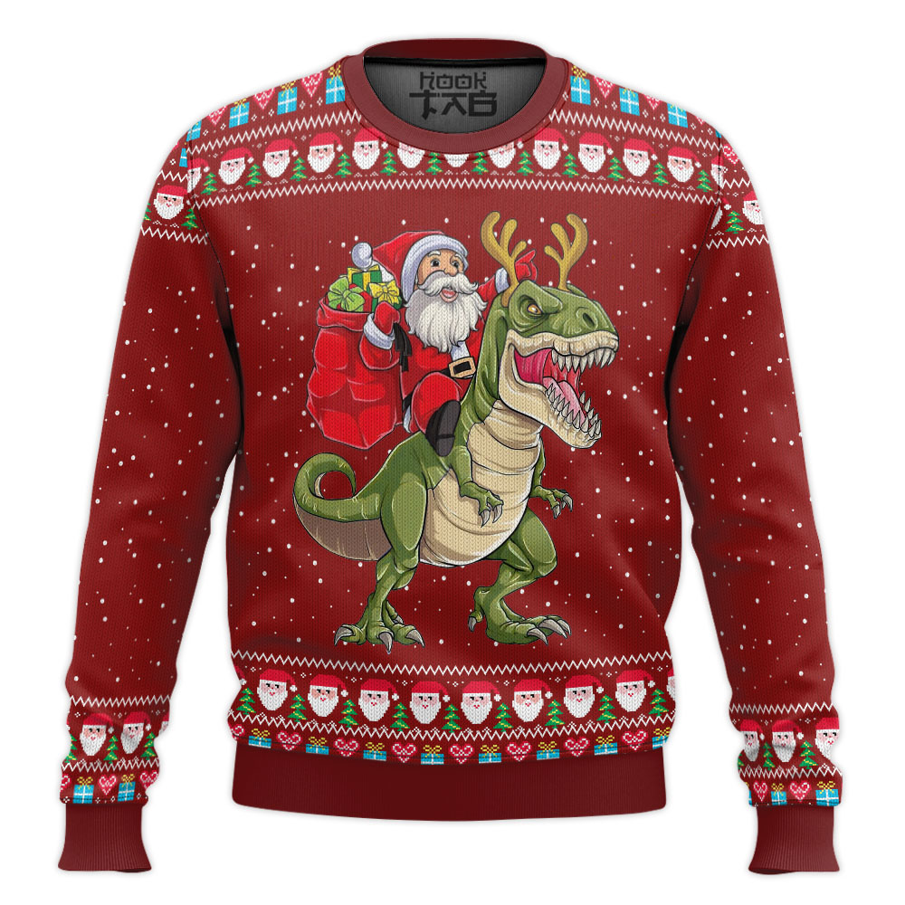 Hooktab Santassic Park Ugly Christmas Sweater Hooktab Santassic Park Ugly Christmas Sweater