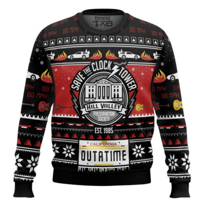 Save The Clock Tower Back To The Future Ugly Christmas Sweater