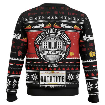 Hooktab Save The Clock Tower Back To The Future Ugly Christmas Sweater