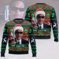 Hooktab Say Cheese! Men In Black Ugly Christmas Sweater