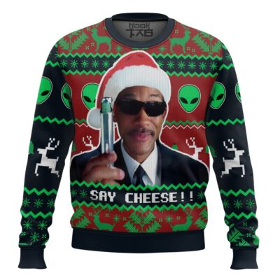 Say Cheese! Men In Black Ugly Christmas Sweater