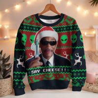Hooktab Say Cheese! Men In Black Ugly Christmas Sweater