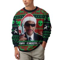 Hooktab Say Cheese! Men In Black Ugly Christmas Sweater