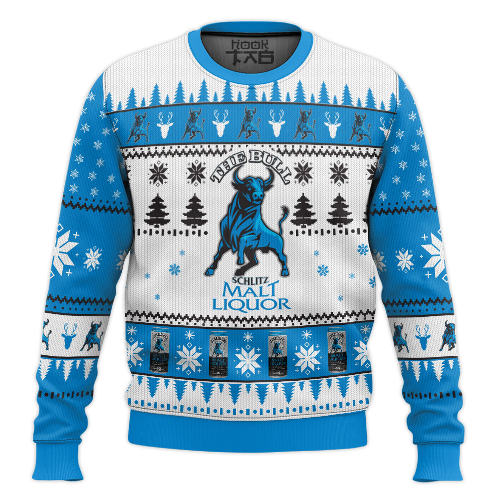 Hooktab Schiltz Malt Liquor Ugly Christmas Sweater Hooktab Schiltz Malt Liquor Ugly Christmas Sweater