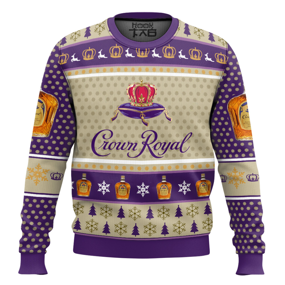 Hooktab Seagram's Crown Royal Whisky Ugly Christmas Sweater Hooktab Seagram's Crown Royal Whisky Ugly Christmas Sweater