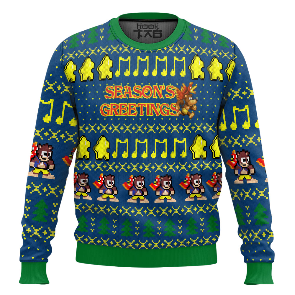 Hooktab Season's Greetings Banjo-Kazooie Ugly Christmas Sweater Hooktab Season's Greetings Banjo-Kazooie Ugly Christmas Sweater
