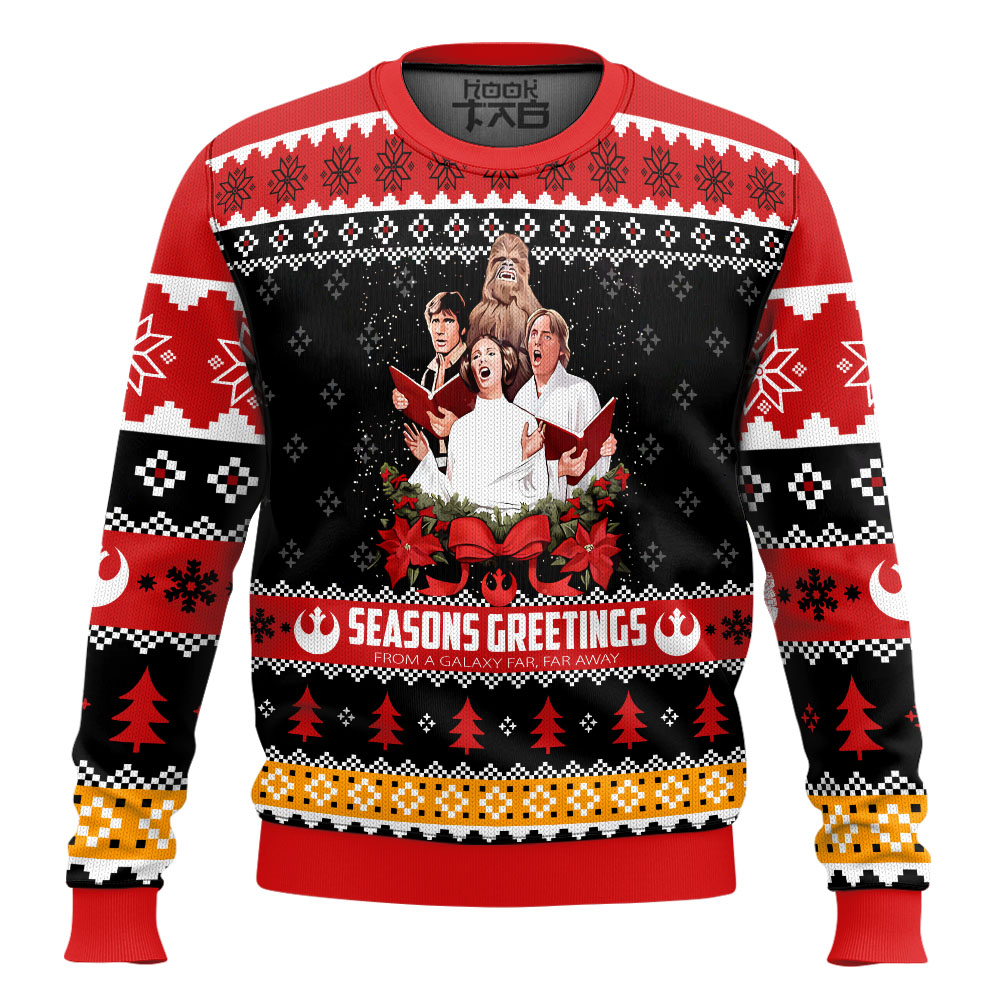 Hooktab Seasons Greetings Star Wars Ugly Christmas Sweater Hooktab Seasons Greetings Star Wars Ugly Christmas Sweater