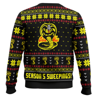 Hooktab Season’s Sweepings Cobra Kai Karate Kid Ugly Christmas Sweater