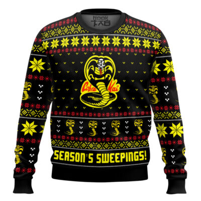 Season's Sweepings Cobra Kai Karate Kid Ugly Christmas Sweater