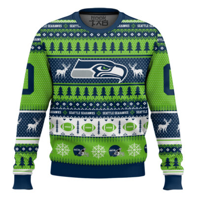 Seattle Seahawks - Custom Name And Number Ugly Sweater