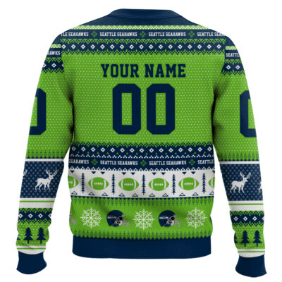 Hooktab Seattle Seahawks – Custom Name And Number Ugly Sweater