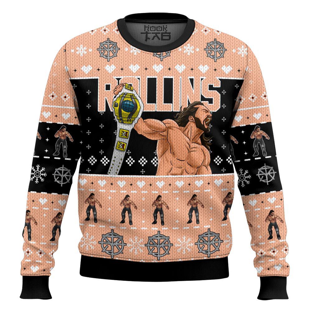 Hooktab Seth Rollins WWE Ugly Christmas Sweater Hooktab Seth Rollins WWE Ugly Christmas Sweater