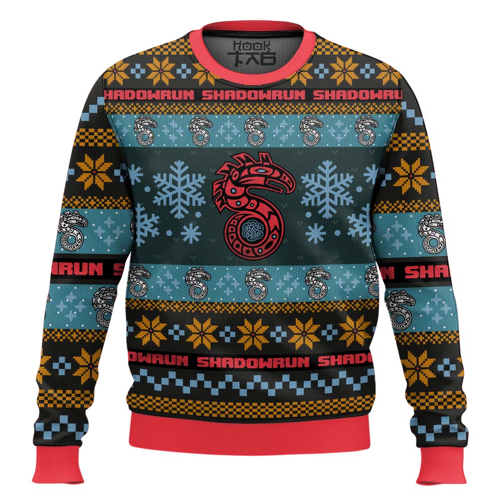 Hooktab Shadowrun Board Games Ugly Christmas Sweater Hooktab Shadowrun Board Games Ugly Christmas Sweater