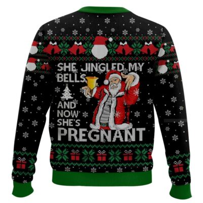 Hooktab She Jingled My Bells And Now She’s Pregnant Ugly Christmas Sweater