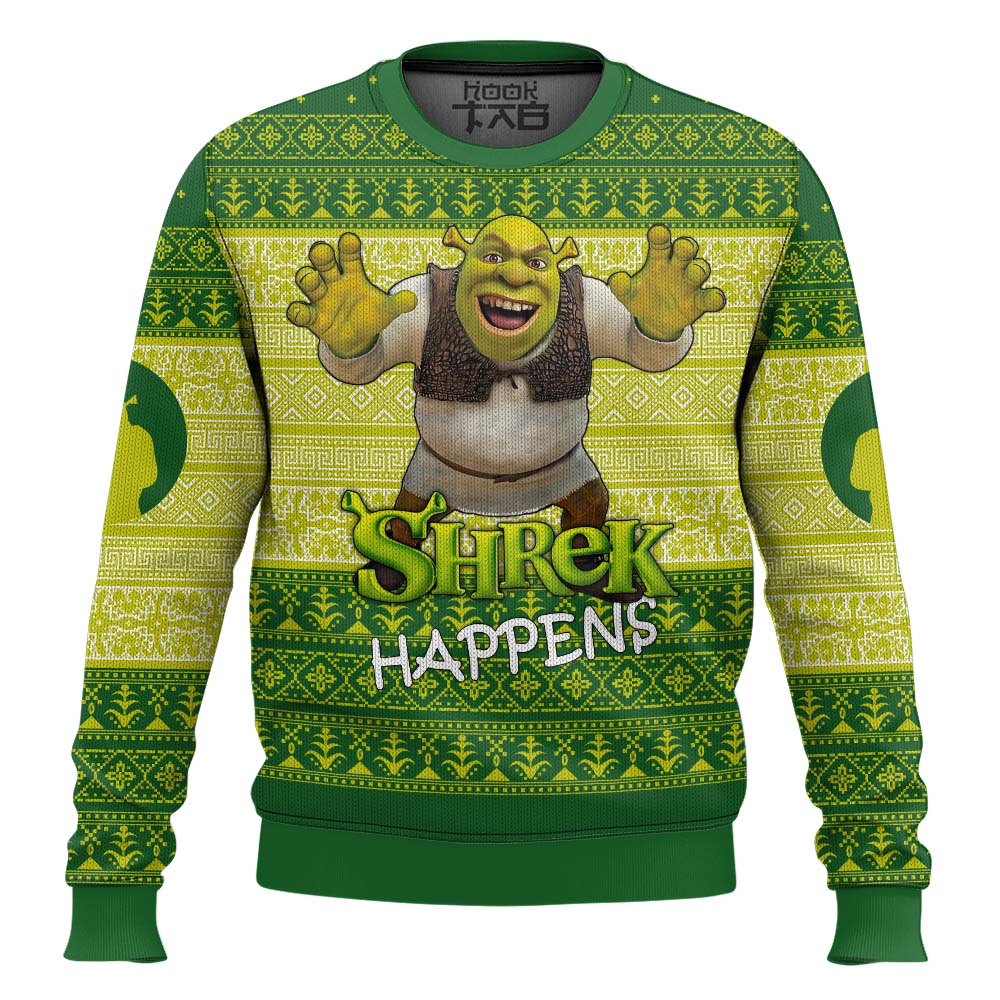 Hooktab Shrek Happens Ugly Christmas Sweater Hooktab Shrek Happens Ugly Christmas Sweater