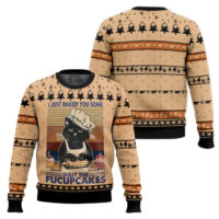 Hooktab Shut The Fucupcakes Black Cat Ugly Christmas Sweater