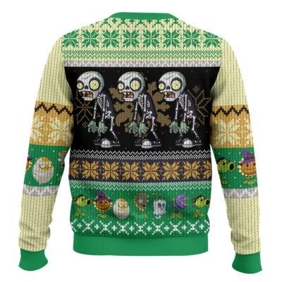 Hooktab Skeleton Plants VS Zombie Ugly Christmas Sweater