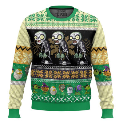 Skeleton Plants VS Zombie Ugly Christmas Sweater