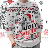 Hooktab Skeleton Too Cute To Wears Ugly Christmas Sweater