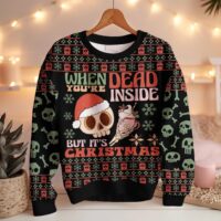 Hooktab Skeleton "When You Are Dead Inside But It's Christmas" Ugly Christmas Sweater