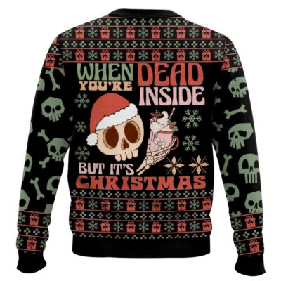 Hooktab Skeleton “When You Are Dead Inside But It’s Christmas” Ugly Christmas Sweater