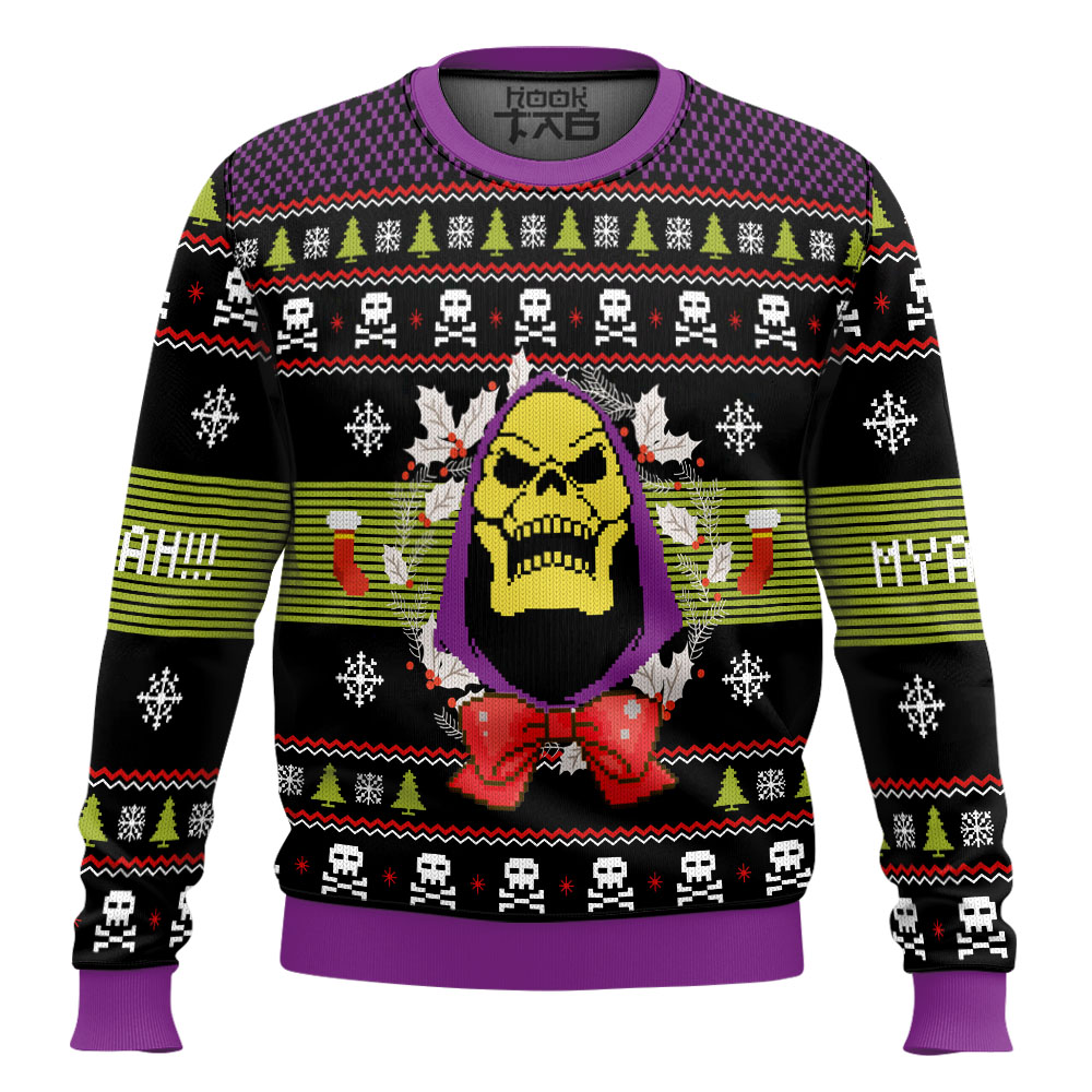 Hooktab Skeletor Myahahaha Masters of the Universe Ugly Christmas Sweater Hooktab Skeletor Myahahaha Masters of the Universe Ugly Christmas Sweater