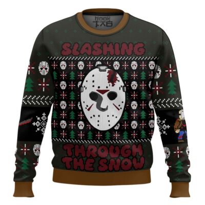 Slashing Through The Snow Friday The 13th Ugly Christmas Sweater