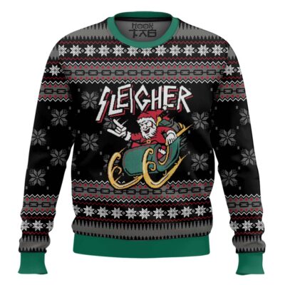 Slayer And Rocker Santa 2023 Ugly Christmas Sweater