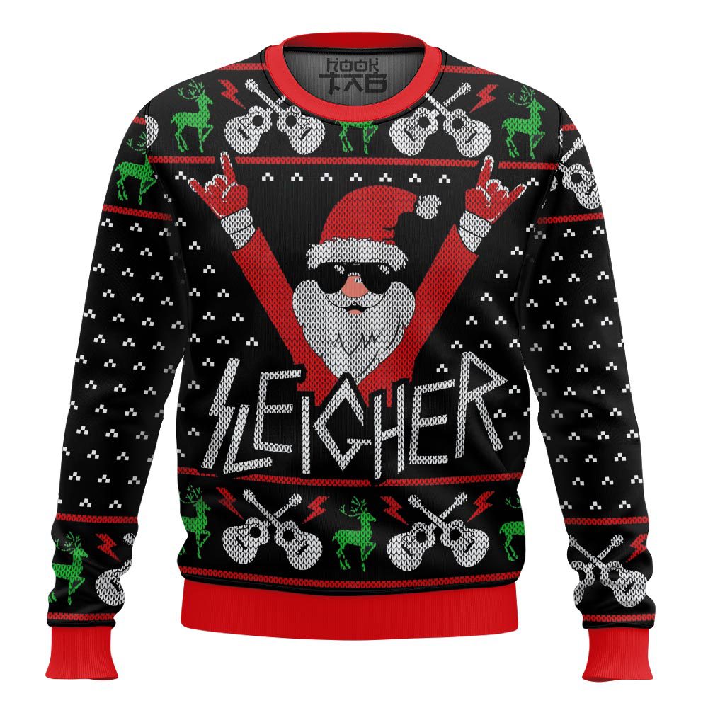 Hooktab Sleigher Santa Ugly Christmas Sweater Hooktab Sleigher Santa Ugly Christmas Sweater