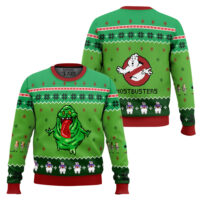 Hooktab Slimer Ghostbusters Ugly Christmas Sweater