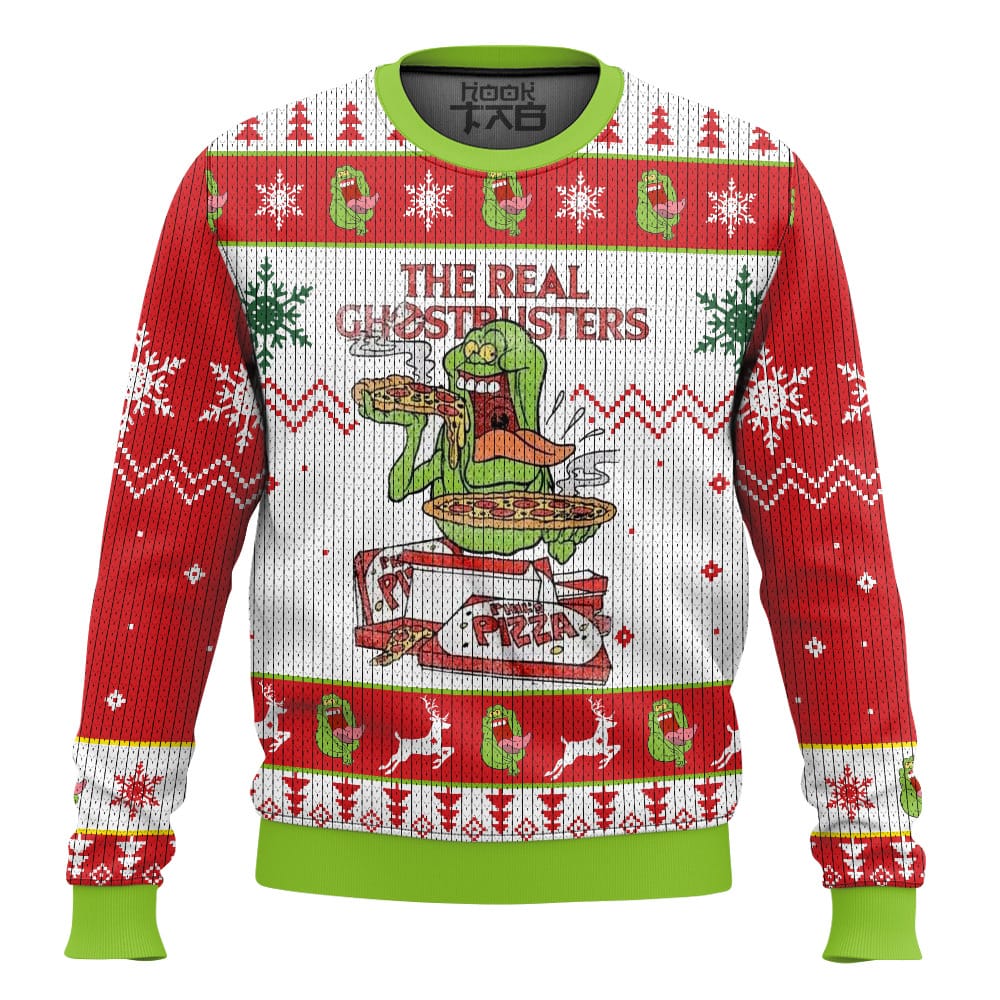 Hooktab Slimer The Real Ghostbusters Ugly Christmas Sweater Hooktab Slimer The Real Ghostbusters Ugly Christmas Sweater