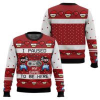 Hooktab SNES Mario I Paused My Game Ugly Christmas Sweater