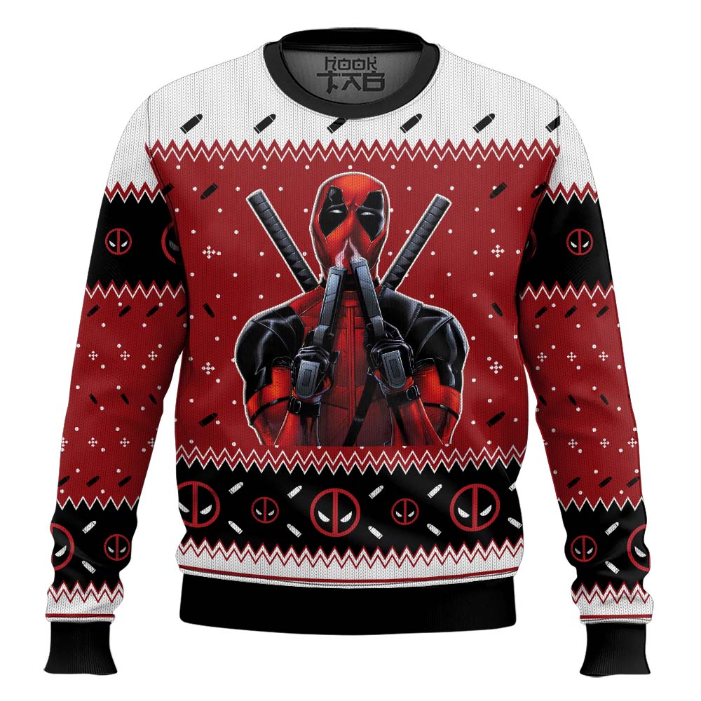 Hooktab Sniffing Deadpool Ugly Christmas Sweater Hooktab Sniffing Deadpool Ugly Christmas Sweater