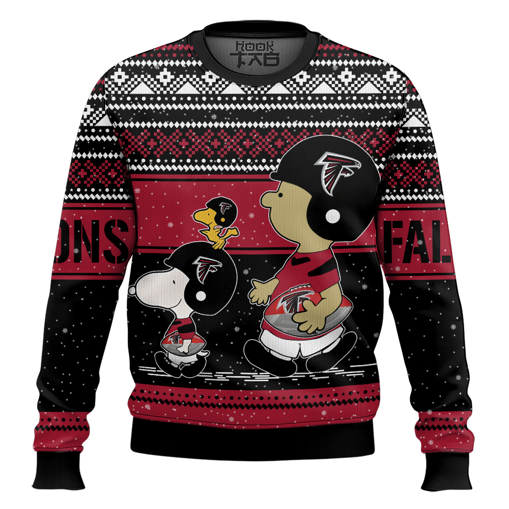 Hooktab Snoopy And Charlie Brown Atlanta Falcons Ugly Sweater Hooktab Snoopy And Charlie Brown Atlanta Falcons Ugly Sweater