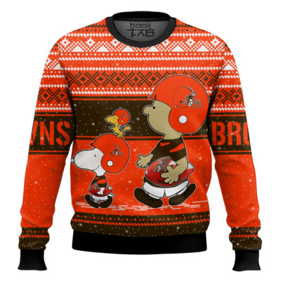 Snoopy And Charlie Brown Cleveland Browns Ugly Sweater