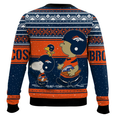 Hooktab Snoopy And Charlie Brown Denver Broncos Ugly Sweater