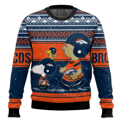 Snoopy And Charlie Brown Denver Broncos Ugly Sweater