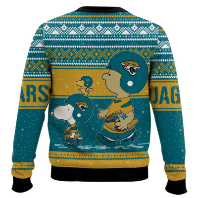 Hooktab Snoopy And Charlie Brown Jacksonville Jaguars Ugly Sweater