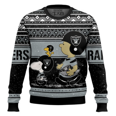 Snoopy And Charlie Brown Las Vegas Raiders Ugly Sweater