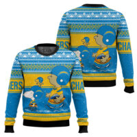 Hooktab Snoopy And Charlie Brown Los Angeles Chargers Ugly Sweater