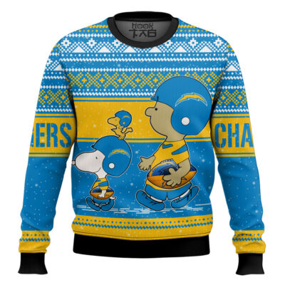 Snoopy And Charlie Brown Los Angeles Chargers Ugly Sweater