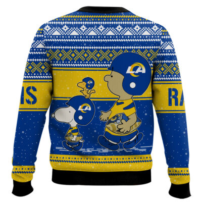 Hooktab Snoopy And Charlie Brown Los Angeles Rams Ugly Sweater