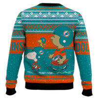 Hooktab Snoopy And Charlie Brown Miami Dolphins Ugly Sweater