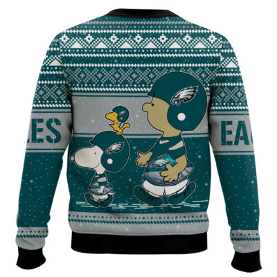 Hooktab Snoopy And Charlie Brown Philadelphia Eagles Ugly Sweater
