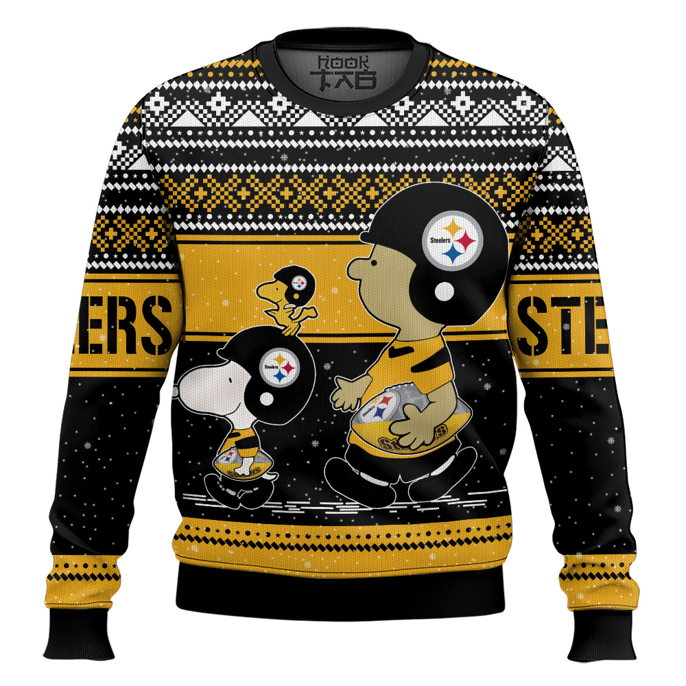 Hooktab Snoopy And Charlie Brown Pittsburgh Steelers Ugly Sweater Hooktab Snoopy And Charlie Brown Pittsburgh Steelers Ugly Sweater