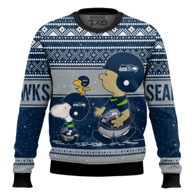 Snoopy And Charlie Brown Seattle Seahawks Ugly Sweater
