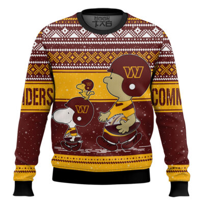 Snoopy And Charlie Brown Washington Commanders Ugly Sweater