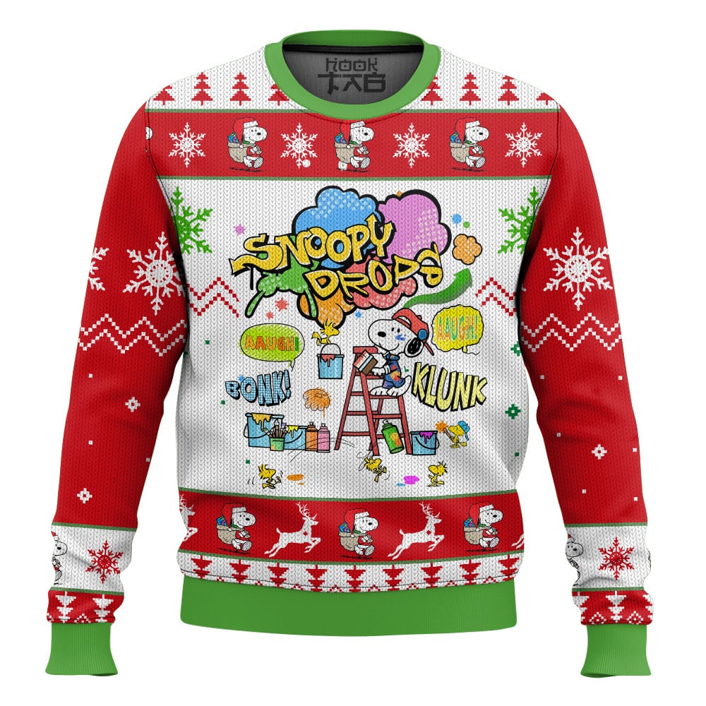Hooktab Snoopy Drops The Charlie Brown and Snoopy Show Ugly Christmas Sweater Hooktab Snoopy Drops The Charlie Brown and Snoopy Show Ugly Christmas Sweater